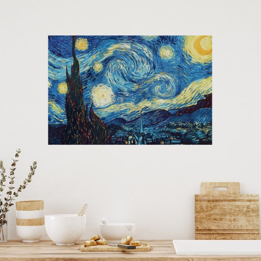 Van Gogh Starry Night Classic Impressionism Art ポスター (キッチン)
