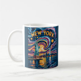 Van Gogh Starry Night New York Liberty Skyline Art コーヒーマグカップ