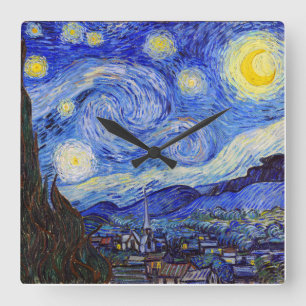 Van Gogh , “Starry Night” , No.04 スクエア壁時計