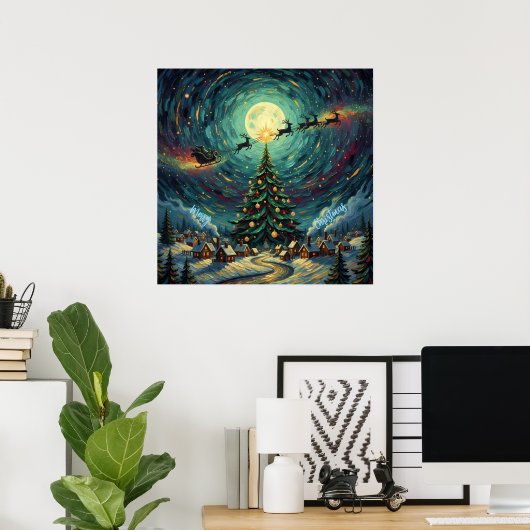 Van Gogh 'Starry Night' Square Giclée - 24x24 ポスター (ホームオフィス)