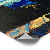 Van Gogh Starry Night with Black Cat ポスター (角)