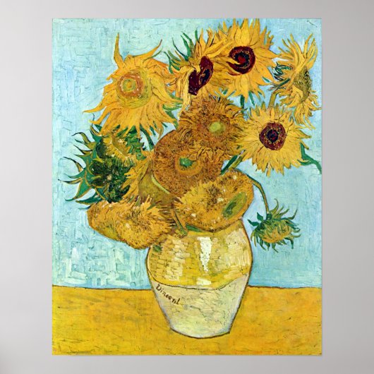 van Gogh Still Life Vase with Twelve Sunflowers ポスター (正面)