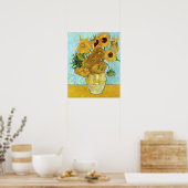 van Gogh Still Life Vase with Twelve Sunflowers ポスター (キッチン)