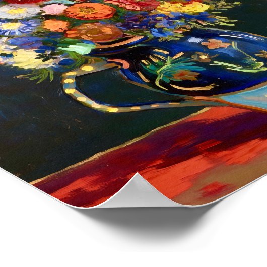 Van Gogh Still Life Vase with Zinnias ポスター (角)