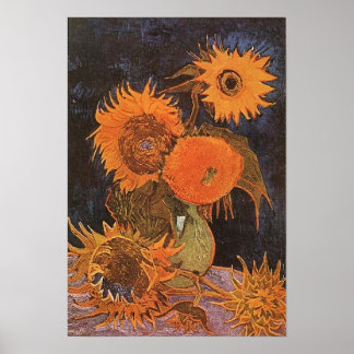 Van Gogh - Still Life with 5 Sunflowers ポスター