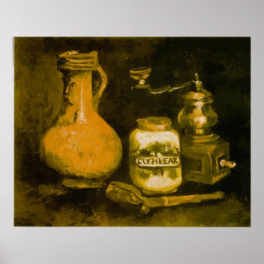 Van Gogh Still Life with Coffee Mill, Pipe and Jug ポスター (正面)