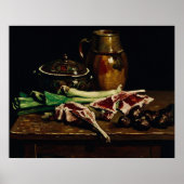 Van Gogh Still Life with Meat, Vegetables, Pottery ポスター (正面)