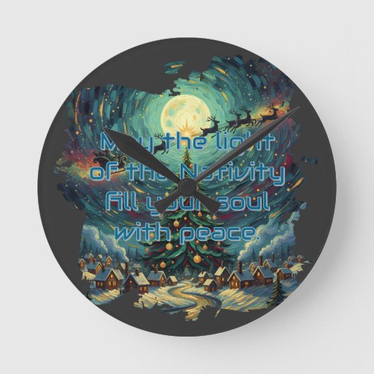 Van Gogh Style Acrylic Wall Clock ラウンド壁時計 (正面)