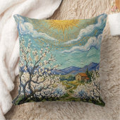 Van Gogh Style Almond Orchard Spring Blossom Throw クッション (ブランケット)