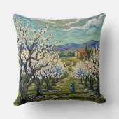 Van Gogh Style Almond Orchard Spring Blossom Throw クッション (裏面)