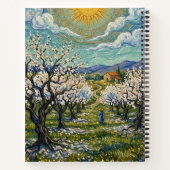 Van Gogh Style Almond Orchard Sunlit Spring ノートブック (裏面)
