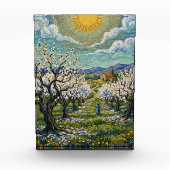 Van Gogh Style Almond Orchard Sunlit Spring  フォトブロック (正面)
