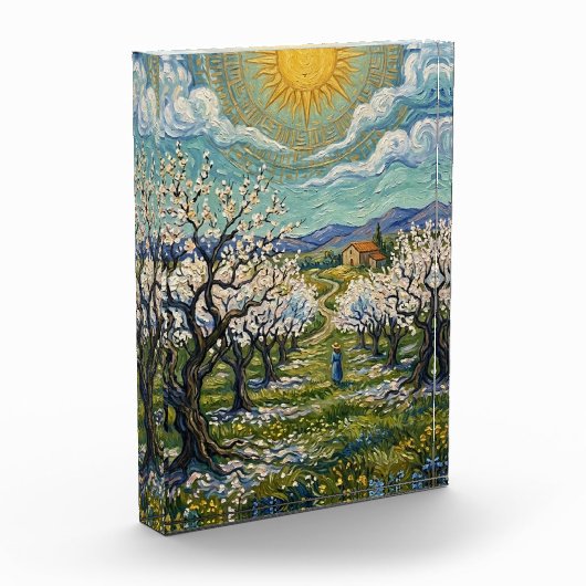 Van Gogh Style Almond Orchard Sunlit Spring  フォトブロック (左)