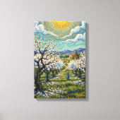Van Gogh Style Almond Orchard Sunlit Spring Poster キャンバスプリント (正面)
