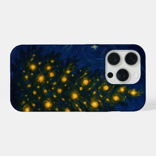 Van Gogh-style Christmas Tree Phone Case - iPhone iPhoneケース (裏面横)