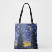 Van Gogh Style Cypress Dusk Midnight Moon Fine Art トートバッグ (正面)