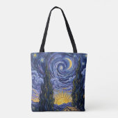 Van Gogh Style Cypress Dusk Midnight Moon Fine Art トートバッグ (裏面)