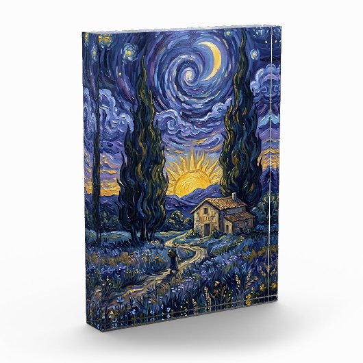 Van Gogh Style Cypress Dusk Midnight Starry Night  フォトブロック (左)