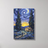 Van Gogh Style Cypress Dusk Starry Night Art  キャンバスプリント (正面)