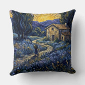Van Gogh Style Cypress Dusk Starry Night Throw クッション (裏面)