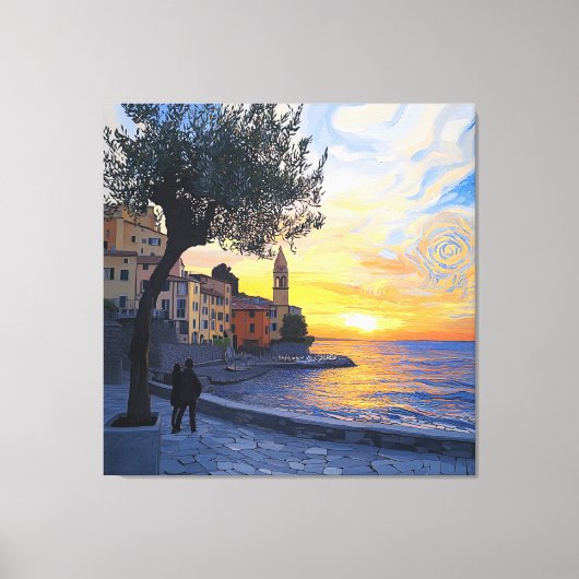 Van Gogh Style Ligurian Sunset – Stretch Canvas キャンバスプリント (正面)