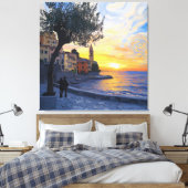 Van Gogh Style Ligurian Sunset – Stretch Canvas キャンバスプリント (インサイチュ (寝室))