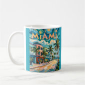 Van Gogh Style Miami Ocean Drive Colorful Beach コーヒーマグカップ (左)
