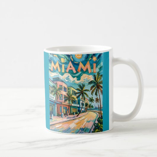 Van Gogh Style Miami Ocean Drive Colorful Beach コーヒーマグカップ (右)