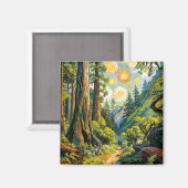 Van Gogh Style Redwood National Park Hiking Trail  マグネット (正面/裏面)