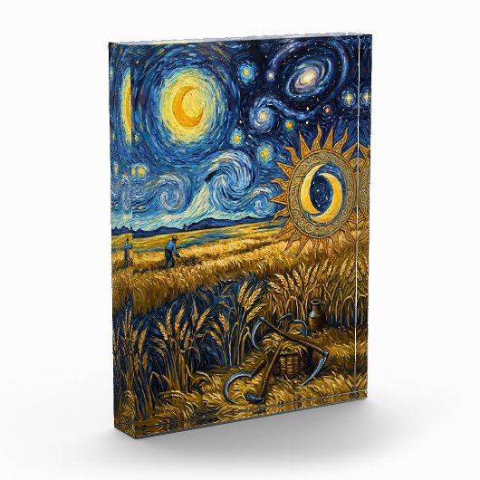 Van Gogh Style Starry Harvest Acrylic Fine Art  フォトブロック (左)