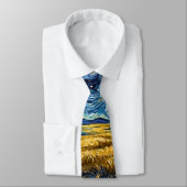 Van Gogh Style Starry Harvest Golden Wheat Field  ネクタイ (タイ)