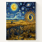 Van Gogh Style Starry Harvest Wheat Field Poster ノートブック (裏面)