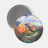 Van Gogh Style Zion National Park Angels Landing マグネット (正面/裏面)