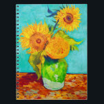 Van Gogh Sunflowers  ノートブック<br><div class="desc">Notebook featuring Vincent van Gogh’s still life painting depicting a bouquet of sunflowers in a green vase. Part of his initial version in the Arles Sunflowers series. A great gift for fans of flower paintings,  Post-Impressionism,  and Dutch art.</div>