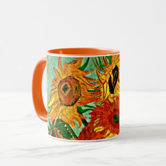 Van Gogh - Sunflowers 12 Two-Tone Coffee Mug マグカップ (正面左)