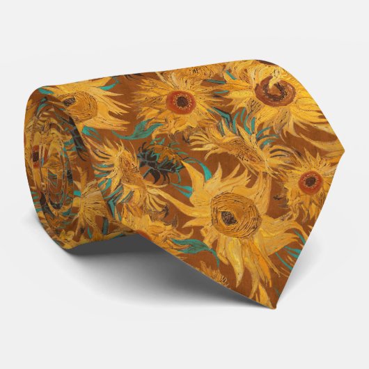 Van Gogh Sunflowers copper brown yellow turquoise ネクタイ (ロール)