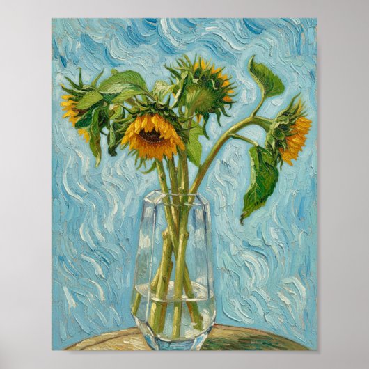 Van Gogh Sunflowers in a Glass Vase ポスター (正面)