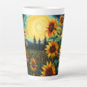  Van Gogh Sunflowers Painting カフェラテマグ (正面)