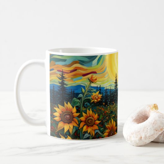  Van Gogh Sunflowers Painting コーヒーマグカップ (ドーナツ)