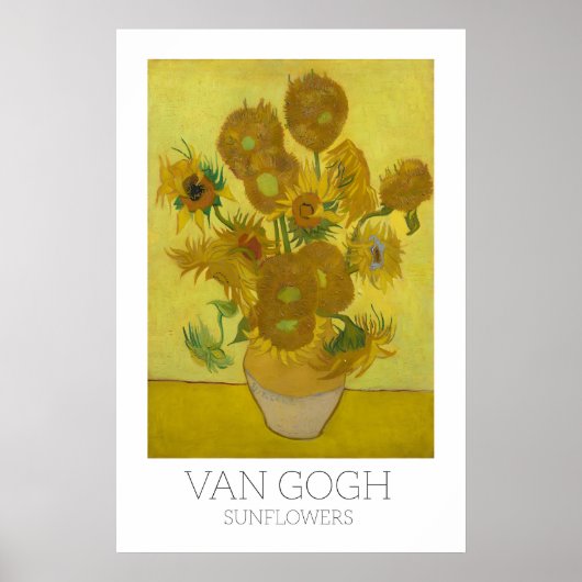 Van Gogh Sunflowers Print Impressionist Fine Art ポスター (正面)