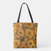 Van Gogh Sunflowers Rust Brown Monogram  トートバッグ (裏面)