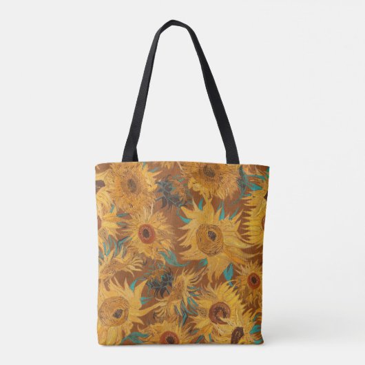 Van Gogh Sunflowers Rust Brown Monogram  トートバッグ (裏面)