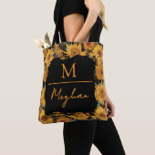 Van Gogh Sunflowers Yellow Black Monogram  トートバッグ (クローズアップ)