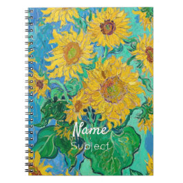  Van Gogh Sunflowers Yellow Flowers Custom Name ノートブック