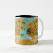 Van Gogh Sunflowers Yellow Flowers  Floral  ツートーンマグカップ (正面右)