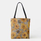 Van Gogh Sunflowers Yellow Grey Monogram  トートバッグ (裏面)