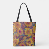 Van Gogh Sunflowers Yellow Violet Monogram  トートバッグ (裏面)