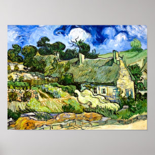 Van Gogh - Thatched Cottages at Cordeville ポスター