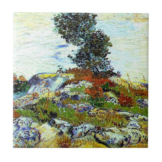 Van Gogh - The Rocks with Oak Tree, fine art タイル (正面)