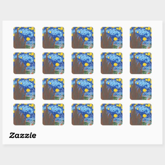 Van Gogh, The Starry Night Stickers スクエアシール (シート)